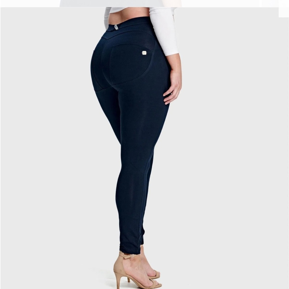 FREDDY WRUP Curvy Fashion - High Waisted - Full Length - Navy Blue pant trouser
